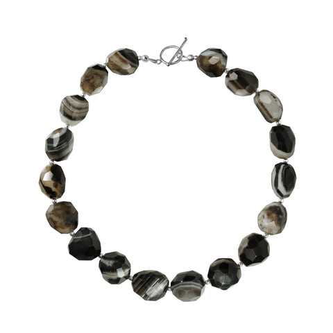 Chunky Statement Black & White Onyx Gemstone Necklace. - Franki Baker Jewellery