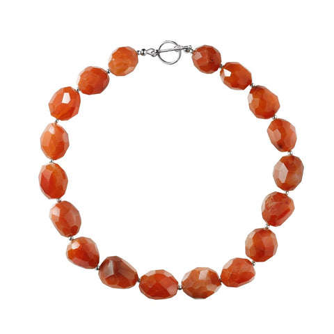 Chunky Statement Carnelian Gemstone & Sterling Silver Necklace. Length: 45cm - Franki Baker Jewellery