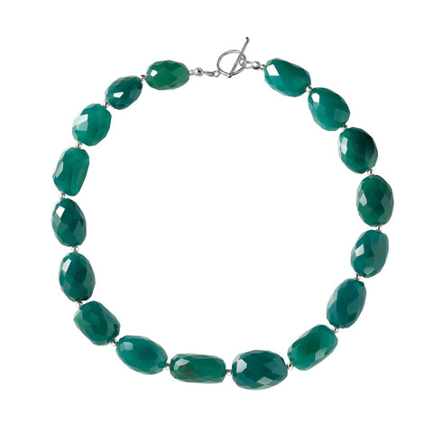 Chunky Statement Green Onyx Gemstone & Sterling Silver Necklace. Length: 45cm - Franki Baker Jewellery