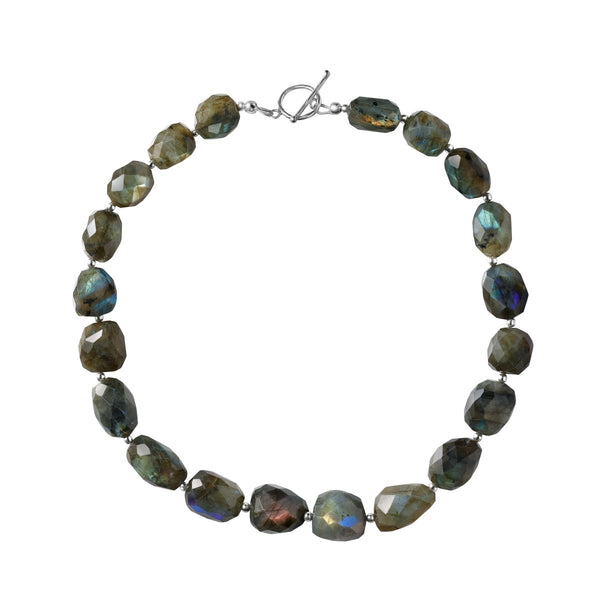 Chunky Statement Labradorite Gemstone & Sterling Silver Necklace. Length: 45cm - Franki Baker Jewellery