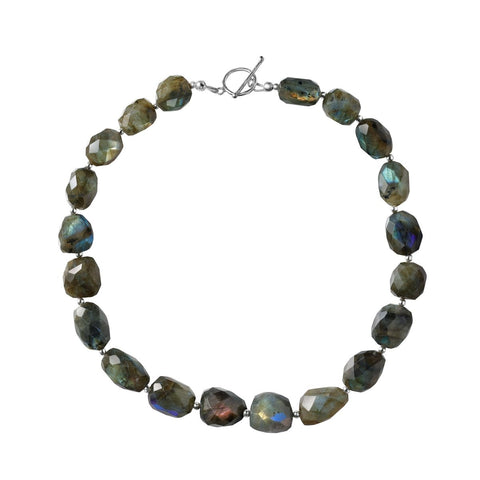 Chunky Statement Labradorite Gemstone & Sterling Silver Necklace. Length: 45cm - Franki Baker Jewellery