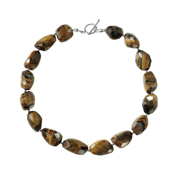 Chunky Statement Tiger Eye Gemstone & Sterling Silver Necklace. Length: 45cm - Franki Baker Jewellery