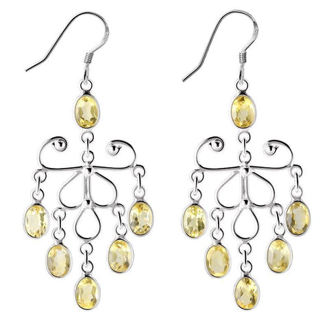 Citrine and Silver Chandelier Dangle Earrings - Franki Baker Jewellery