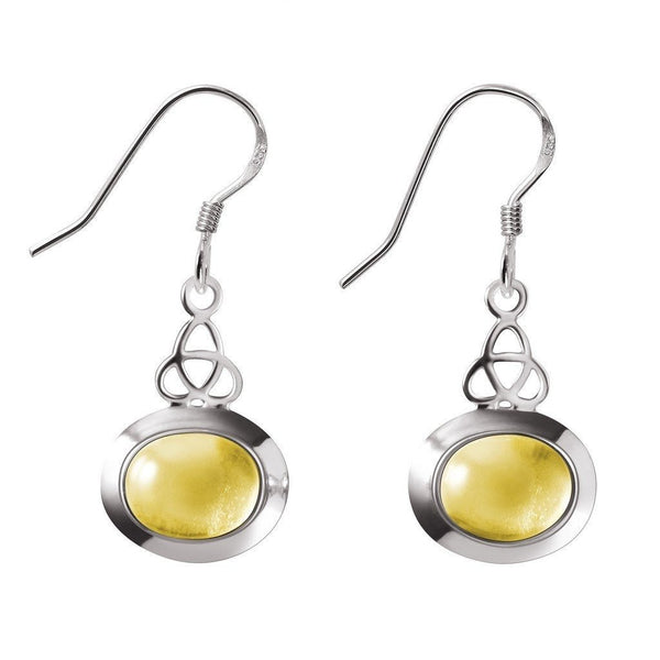 Citrine Gemstone Arts and Crafts Design Sterling Silver Drop Earrings - Franki Baker Jewellery