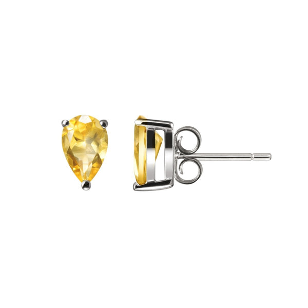 Citrine & Sterling Silver Facetted Heart Shaped Stud Earrings. - Franki Baker Jewellery