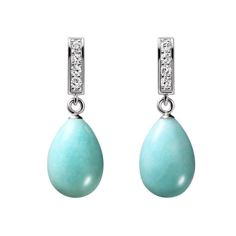 Classic Amazonite, Cubic Zirconia and Silver Stud/Drop Earrings - Franki Baker Jewellery