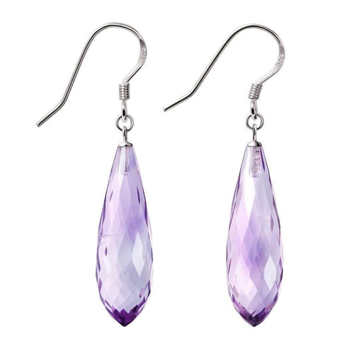 Classic Pretty Faceted Amethyst & Sterling Silver Stud/Drop Earrings - Franki Baker Jewellery