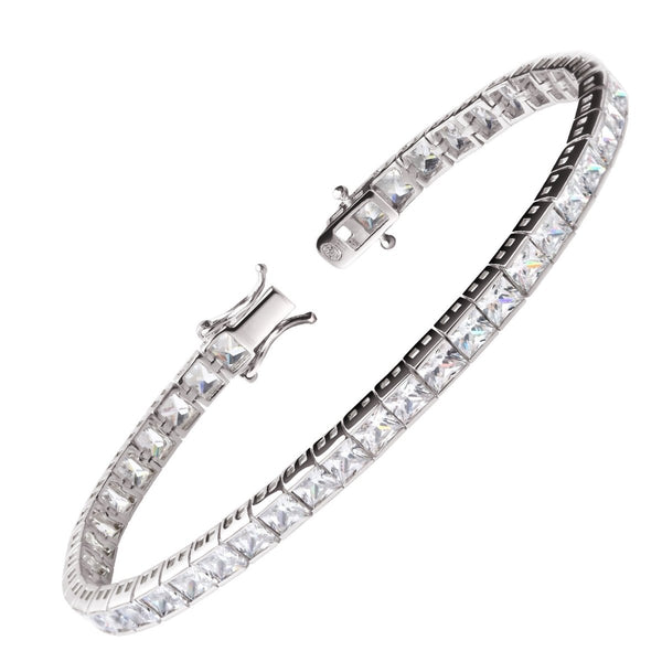 Classic Princess Cut Diamond CZ & 925 Sterling Silver Pretty Tennis Bracelet - Franki Baker Jewellery