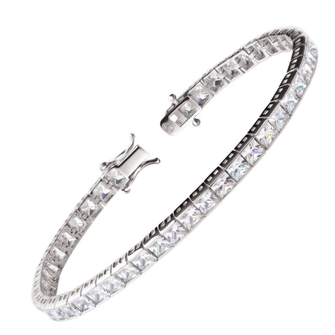 Classic Princess Cut Diamond CZ & 925 Sterling Silver Pretty Tennis Bracelet - Franki Baker Jewellery