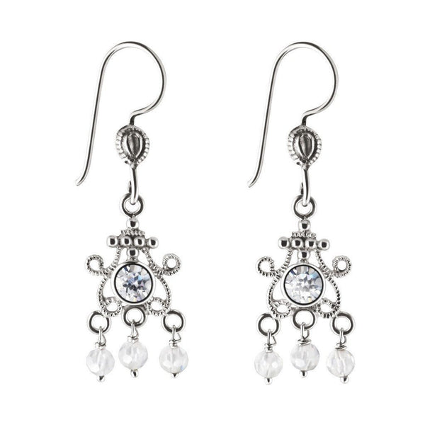 Clear Crystal and Sterling Silver Drop Earrings - Franki Baker Jewellery