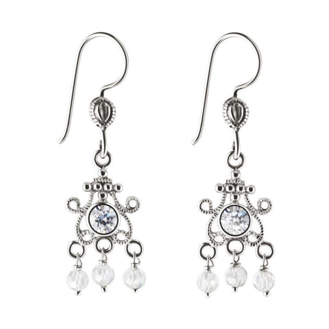 Clear Crystal and Sterling Silver Drop Earrings - Franki Baker Jewellery