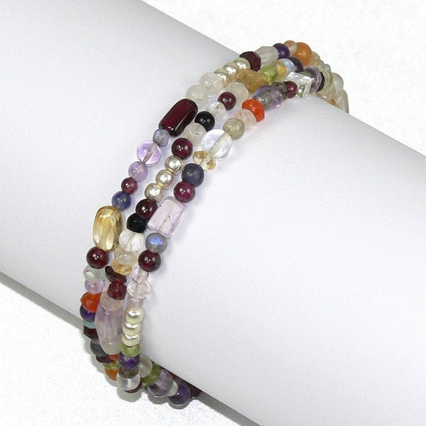Colourful Multi-Gemstone Beads and Sterling Silver Delicate Bracelet - Franki Baker Jewellery