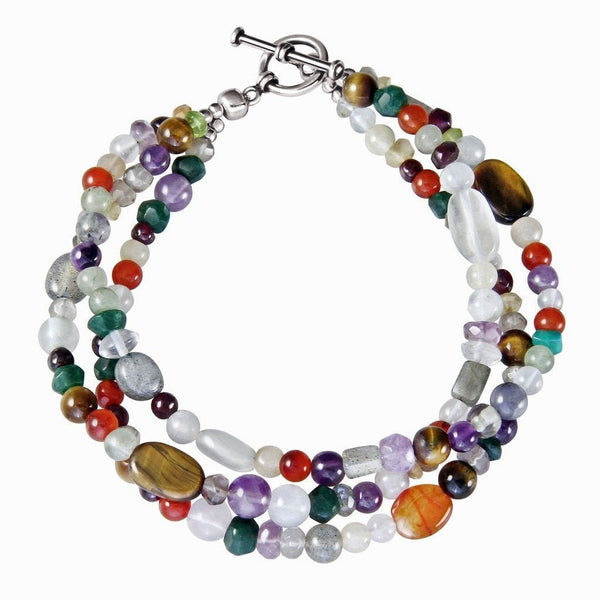 Colourful Multi-Gemstone Beads and Sterling Silver Delicate Bracelet - Franki Baker Jewellery