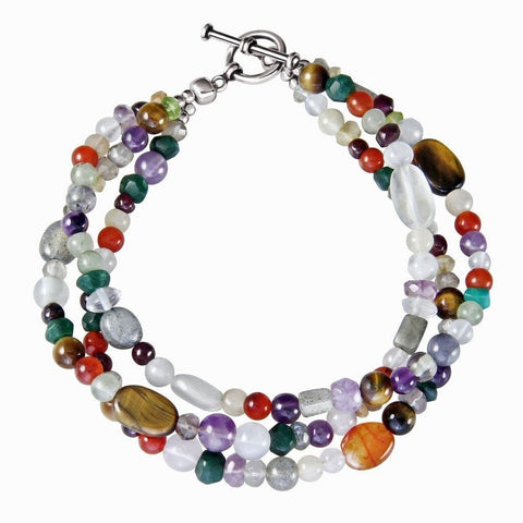 Colourful Multi-Gemstone Beads and Sterling Silver Delicate Bracelet - Franki Baker Jewellery
