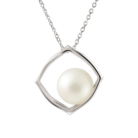 Contemporary Large White Natural Pearl Pendant Necklace & Sterling Silver. - Franki Baker Jewellery