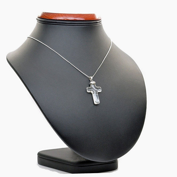 Crystal Cross and Silver Pendant on Silver Chain - Franki Baker Jewellery