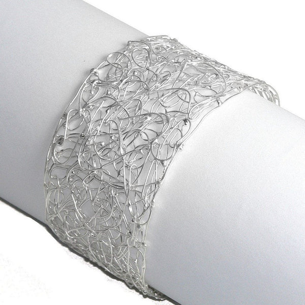 Cuff Style Bracelet of Finely Woven Sterling Silver Wire - Franki Baker Jewellery