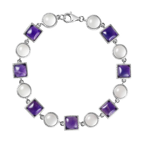 Dainty Amethyst and Rose Quartz Sterling Silver Tennis Bracelet - Franki Baker Jewellery