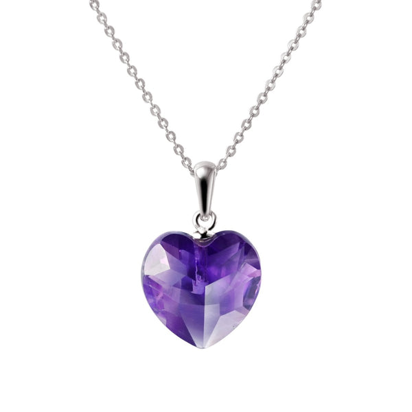 Dainty Amethyst Heart and Sterling Silver Pendant Necklace - Franki Baker Jewellery