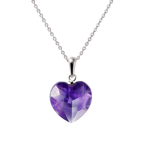 Dainty Amethyst Heart and Sterling Silver Pendant Necklace - Franki Baker Jewellery