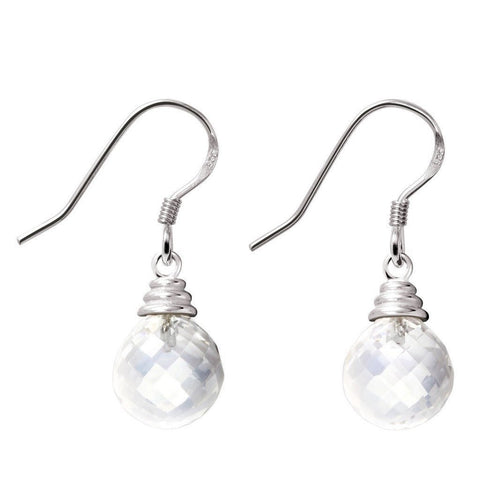 Dainty Apple Shaped Cut Rock Crystal and Silver Dangle Earrings - Franki Baker Jewellery
