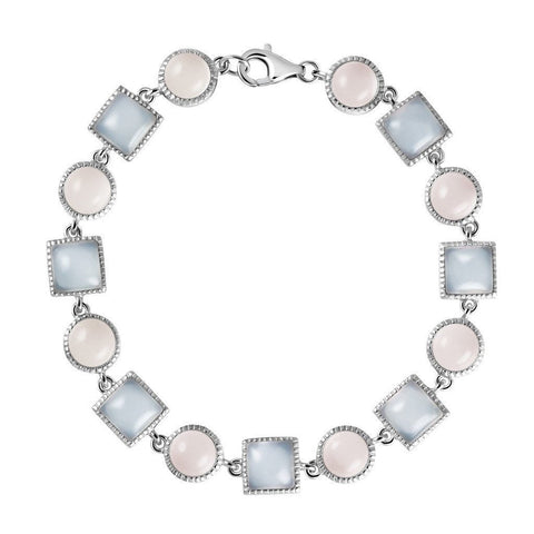 Dainty Chalcedony and Rose Quartz Sterling Silver Tennis Bracelet - Franki Baker Jewellery