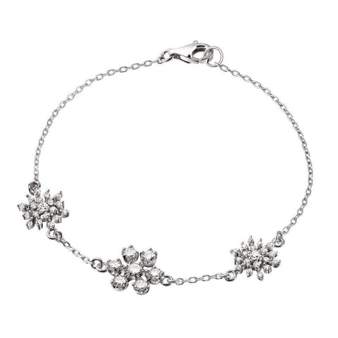 Dainty Crystal Encrusted Snowflake Sterling Silver Chain Bracelet - Franki Baker Jewellery