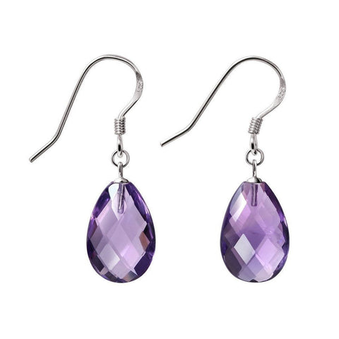 Dainty Faceted Amethyst & Sterling Silver Drop Earrings - Franki Baker Jewellery