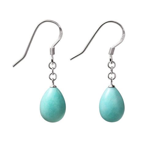 Dainty Green Amazonite Gemstone Drop Earrings on Sterling Silver - Franki Baker Jewellery