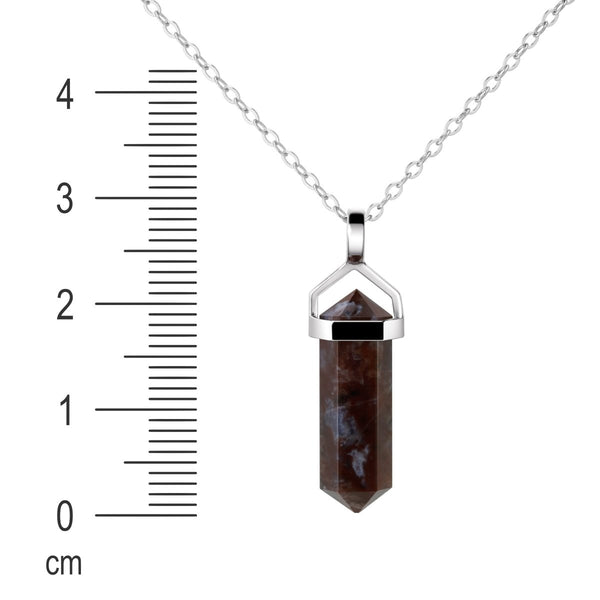 Dainty Natural Blood Stone Gemstone Double Point Pendant Necklace on 925 Sterling Silver Box Chain.