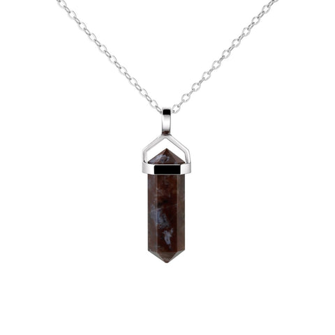 Dainty Natural Blood Stone Gemstone Double Point Pendant Necklace on 925 Sterling Silver Box Chain.
