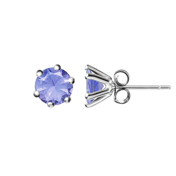 Dainty Natural Tanzanite Gemstone Stud Earrings & Sterling Silver. Size:4mm