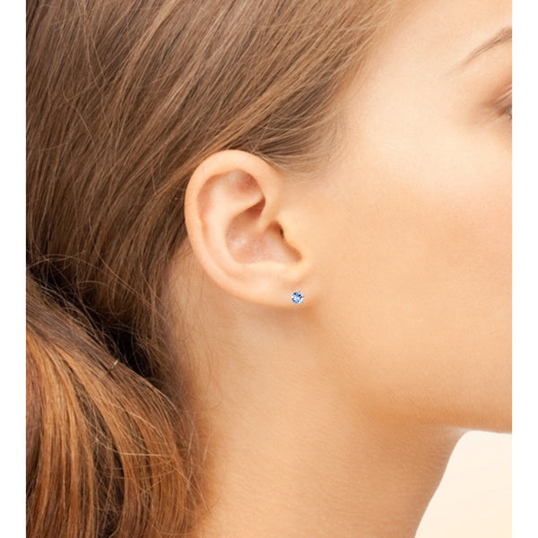 Dainty Natural Tanzanite Gemstone Stud Earrings & Sterling Silver. Size:4mm
