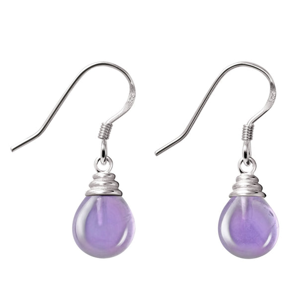 Dainty Pear Drop Amethysts and Sterling Silver Earrings