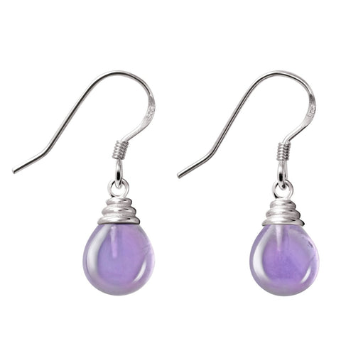 Dainty Pear Drop Amethysts and Sterling Silver Earrings