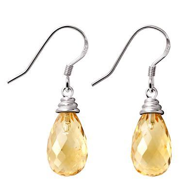 Dainty Pear Shaped Faceted Citrine and Sterling Silver Earrings - Franki Baker Jewellery