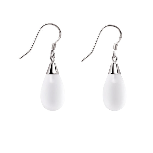 Dainty White Frosted Natural Crystal and Sterling Silver Earrings - Franki Baker Jewellery