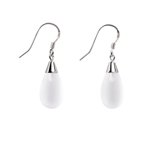 Dainty White Frosted Natural Crystal and Sterling Silver Earrings - Franki Baker Jewellery
