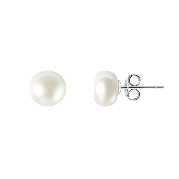Dainty White Natural Pearl Flower Earring Cuff With CZ & Sterling Silver - Franki Baker Jewellery
