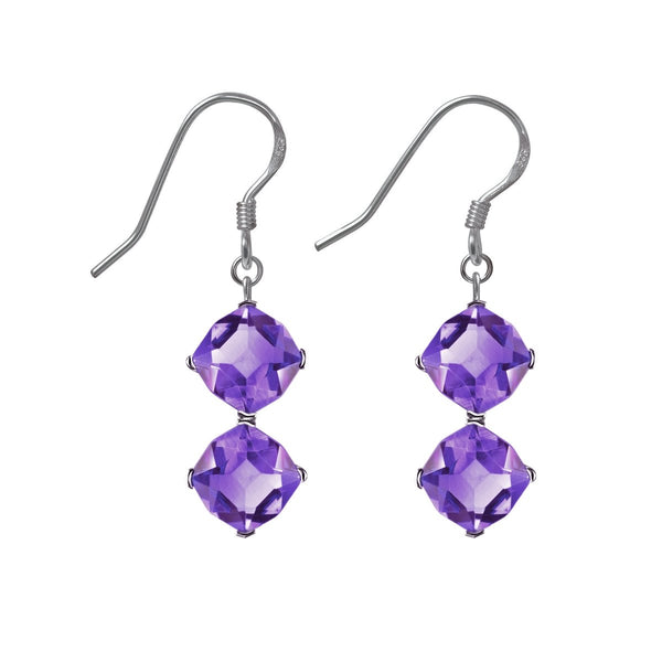 Dangle Drop 2 Deep Purple Amethyst & Sterling Silver Earrings. Length: 3.5cm - Franki Baker Jewellery