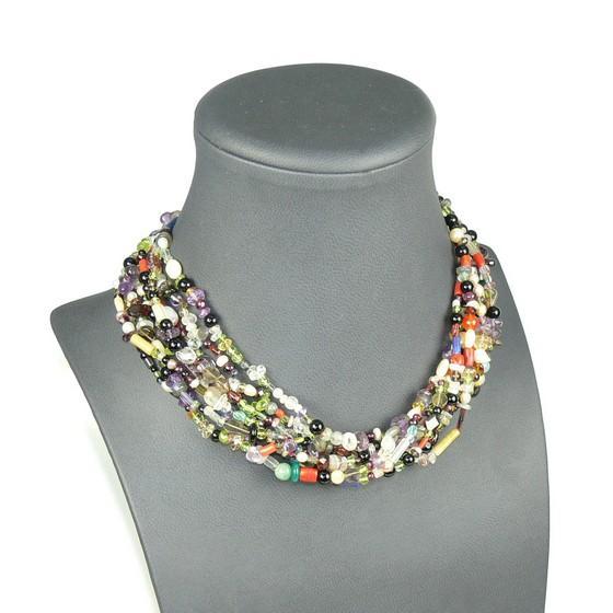 Designer Collection Sterling Silver Colourful Multi Gemstone Statement Necklace - Franki Baker Jewellery
