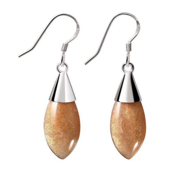 Drop Gold Sunstone Gemstone and Sterling Silver Earrings - Franki Baker Jewellery