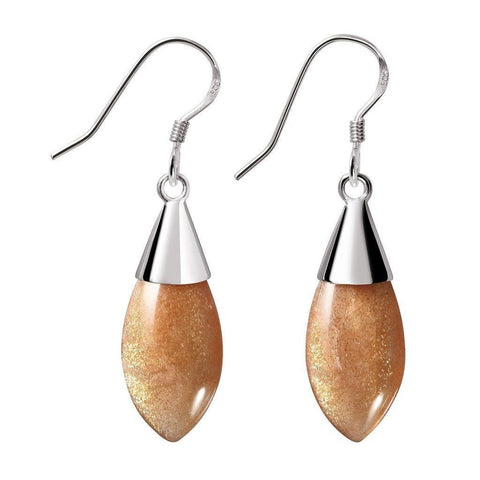 Drop Gold Sunstone Gemstone and Sterling Silver Earrings - Franki Baker Jewellery