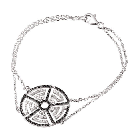 Elegant Black and White Crystal Sterling Silver Bracelet - Franki Baker Jewellery