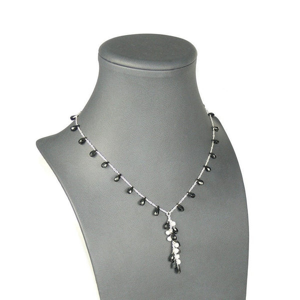 Elegant Black Onyx and Pearl Necklace on Sterling Silver Chain - Franki Baker Jewellery