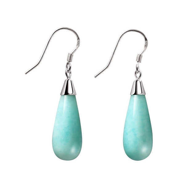 Elegant Natural Green Amazonite and Sterling Silver Drop Earrings - Franki Baker Jewellery