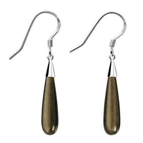Elegant Obsidian and Sterling Silver Drop Earrings - Franki Baker Jewellery