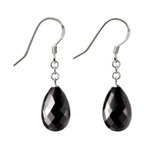 Elegant Pear Drop Black Agate and Sterling Silver Earrings - Franki Baker Jewellery