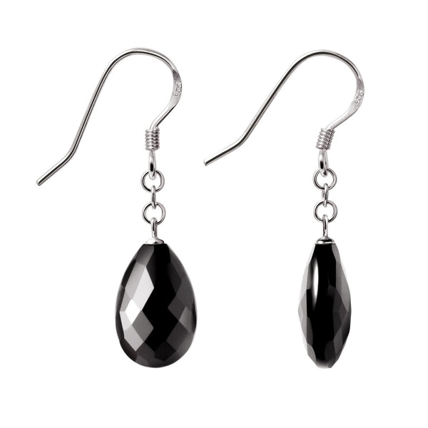 Elegant Pear Drop Black Agate and Sterling Silver Earrings - Franki Baker Jewellery