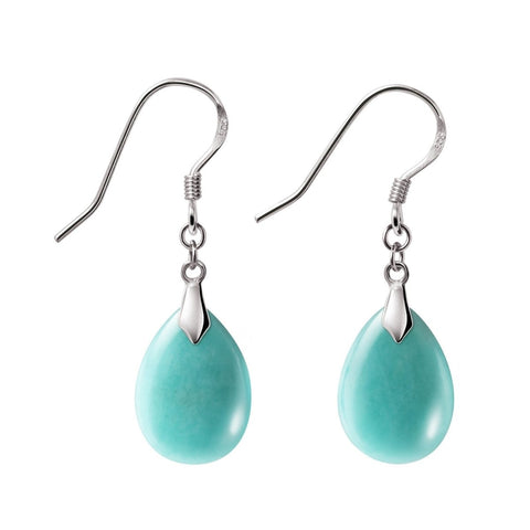 Elegant Tear Drop Shaped Green Amazonite Silver Earrings - Franki Baker Jewellery